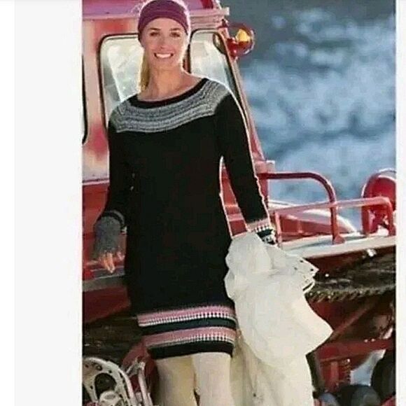 Athleta Fair Isle Long Sleeve Cashmere Blend Sweater Dress S - Picture 1 of 14